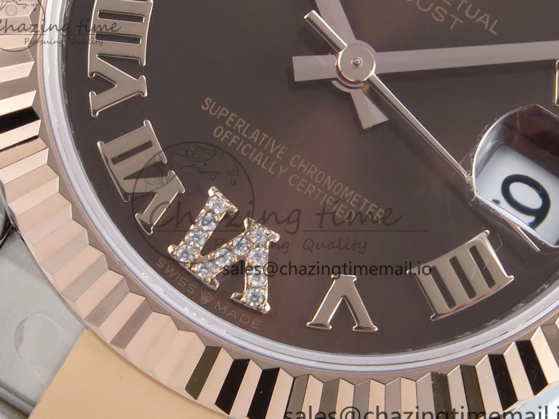 MiroTime 0504 DateJust 31 278271 ARF 1:1 Best Edition 904L Steel Brown Roman Diamonds Dial on SS RG Oyster Bracelet ETA SmartChoice 520